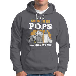 Soon to be Pops 2024 New Daddy Announcement Hoodie TS09 Charcoal Printyourwear