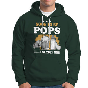 Soon to be Pops 2024 New Daddy Announcement Hoodie TS09 Dark Forest Green Printyourwear