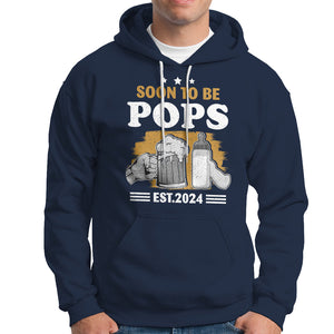 Soon to be Pops 2024 New Daddy Announcement Hoodie TS09 Navy Printyourwear