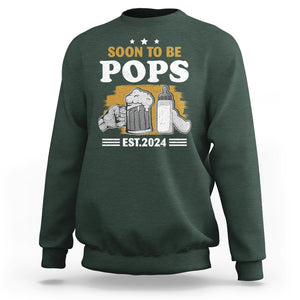 Soon to be Pops 2024 New Daddy Announcement Sweatshirt TS09 Dark Forest Green Printyourwear