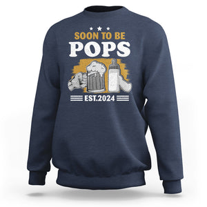 Soon to be Pops 2024 New Daddy Announcement Sweatshirt TS09 Navy Printyourwear