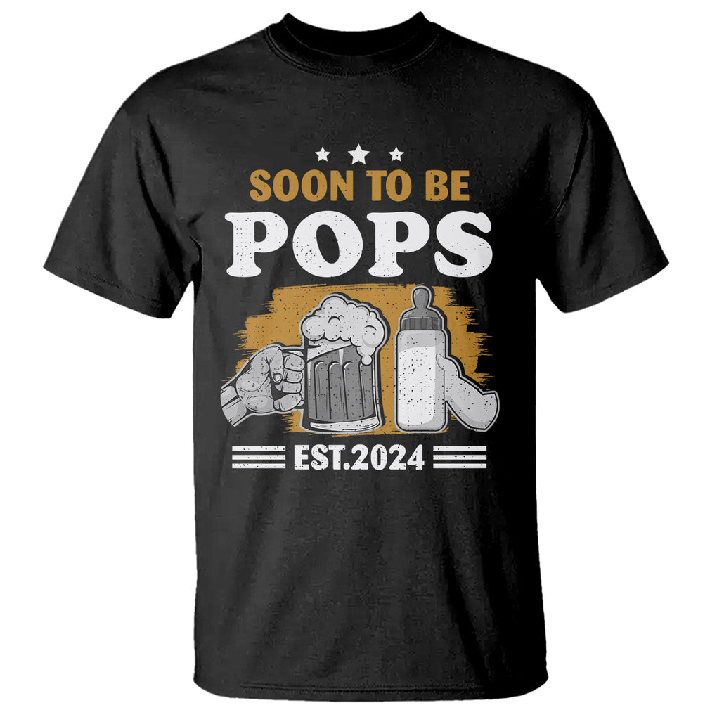 Soon to be Pops 2024 New Daddy Announcement T Shirt TS09 Black Printyourwear