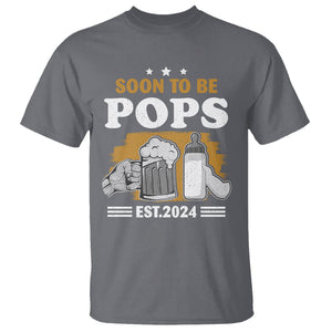 Soon to be Pops 2024 New Daddy Announcement T Shirt TS09 Charcoal Printyourwear