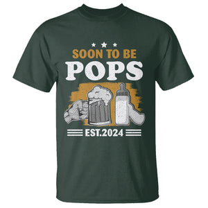 Soon to be Pops 2024 New Daddy Announcement T Shirt TS09 Dark Forest Green Printyourwear