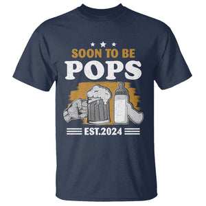 Soon to be Pops 2024 New Daddy Announcement T Shirt TS09 Navy Printyourwear