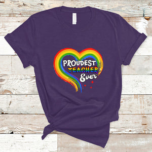 LGBT History Month T Shirt Proudest Teacher Ever Teaching Proud Rainbow TS09 Purple Printyourwear