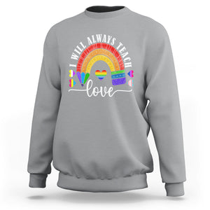 LGBT History Month Sweatshirt Proudest Teacher Ever Teaching Proud Rainbow TS09 Sport Gray Printyourwear