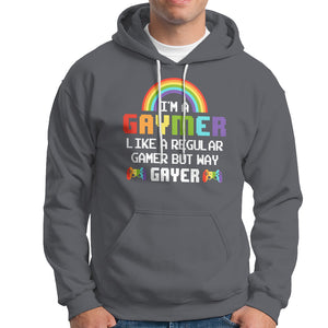 Gaymer Like A Regular Gamer But Way Gayer LGBT Rainbow Gaming Hoodie TS09 Charcoal Printyourwear