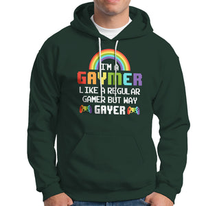 Gaymer Like A Regular Gamer But Way Gayer LGBT Rainbow Gaming Hoodie TS09 Dark Forest Green Printyourwear