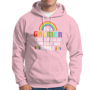 Gaymer Like A Regular Gamer But Way Gayer LGBT Rainbow Gaming Hoodie TS09 Light Pink Printyourwear