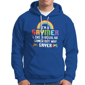 Gaymer Like A Regular Gamer But Way Gayer LGBT Rainbow Gaming Hoodie TS09 Royal Blue Printyourwear