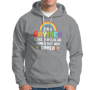 Gaymer Like A Regular Gamer But Way Gayer LGBT Rainbow Gaming Hoodie TS09 Sport Gray Printyourwear