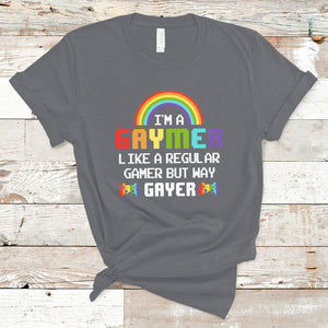 Gaymer Like A Regular Gamer But Way Gayer LGBT Rainbow Gaming T Shirt TS09 Charcoal Printyourwear