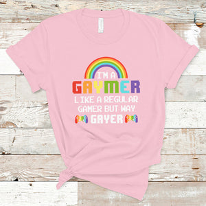 Gaymer Like A Regular Gamer But Way Gayer LGBT Rainbow Gaming T Shirt TS09 Light Pink Printyourwear