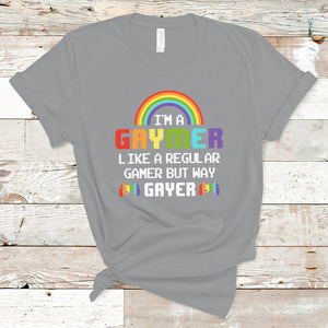 Gaymer Like A Regular Gamer But Way Gayer LGBT Rainbow Gaming T Shirt TS09 Sport Gray Printyourwear