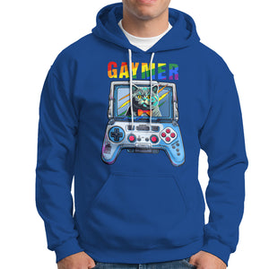 Gaymer Cat LGBT Gay Pride Rainbow Video Game Hoodie TS09 Royal Blue Printyourwear