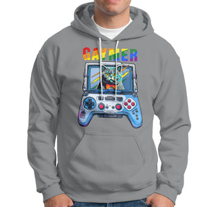 Gaymer Cat LGBT Gay Pride Rainbow Video Game Hoodie TS09 Sport Gray Printyourwear