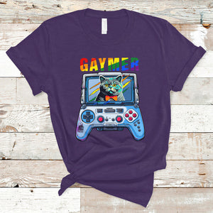 Gaymer Cat LGBT Gay Pride Rainbow Video Game T Shirt TS09 Purple Printyourwear