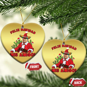 Funny Mexico Xmas Trump Christmas Ornament Feliz Navidad Mis Amigo Trump Santa TS09 Heart Gold Print Your Wear