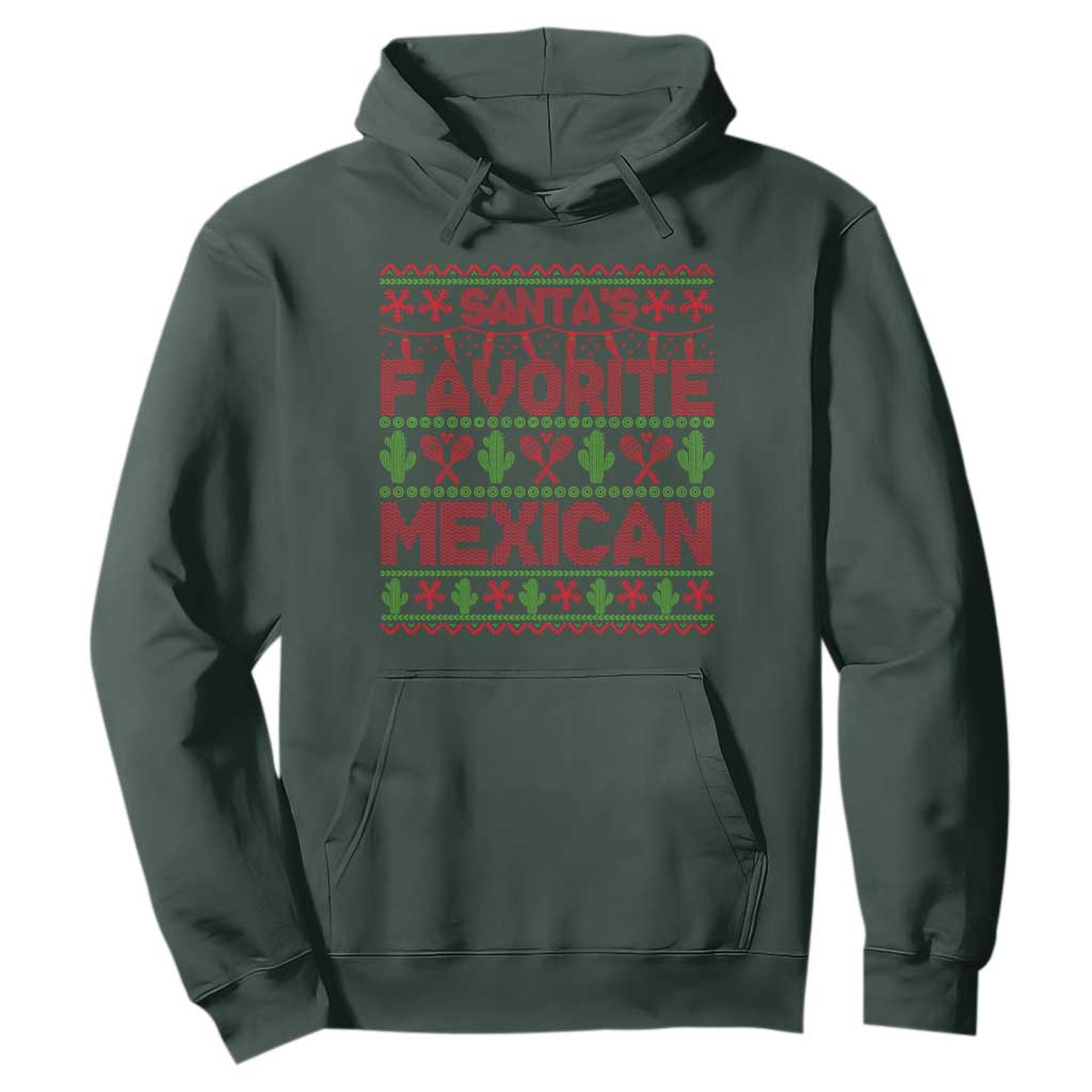 Funny Mexico Xmas Hoodie Santa' Favorite Mexican TS09 Dark Forest Green Print Your Wear