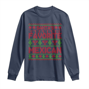 Funny Mexico Xmas Long Sleeve Shirt Santa' Favorite Mexican TS09 Navy Print Your Wear