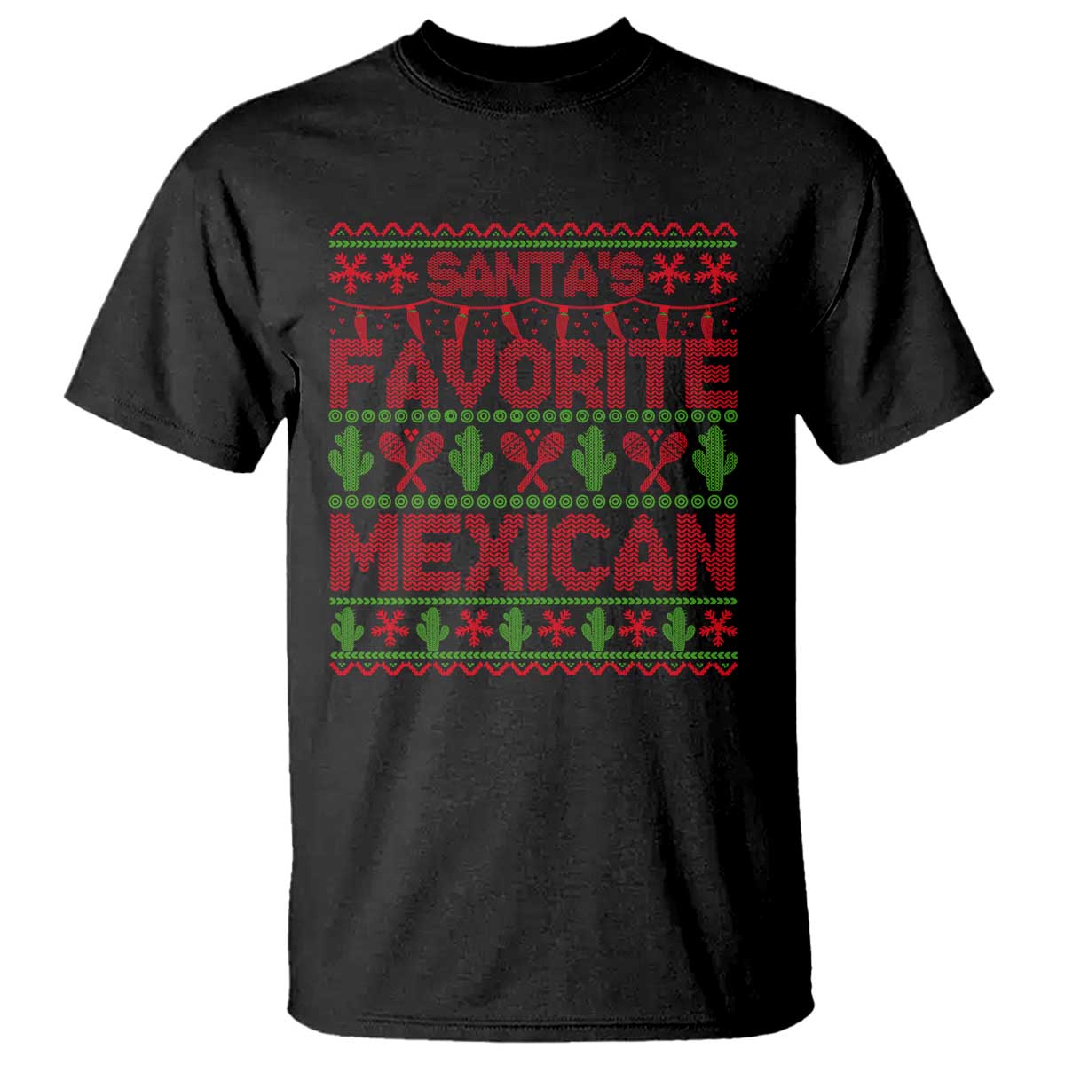 Funny Mexico Xmas T Shirt Santa' Favorite Mexican TS09 Black Print Your Wear