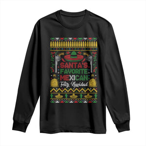 Funny Mexico Xmas Feliz Navidad Long Sleeve Shirt Santa' Favorite Mexican TS09 Black Print Your Wear