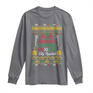 Funny Mexico Xmas Feliz Navidad Long Sleeve Shirt Santa' Favorite Mexican TS09 Charcoal Print Your Wear