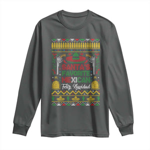 Funny Mexico Xmas Feliz Navidad Long Sleeve Shirt Santa' Favorite Mexican TS09 Dark Heather Print Your Wear