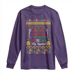 Funny Mexico Xmas Feliz Navidad Long Sleeve Shirt Santa' Favorite Mexican TS09 Purple Print Your Wear