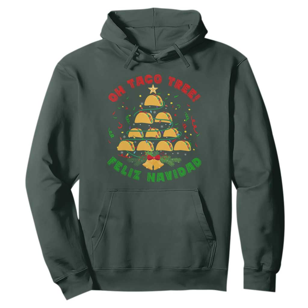 Funny Mexico Xmas Hoodie Oh Taco Tree Tacos Lover TS09 Dark Forest Green Print Your Wear