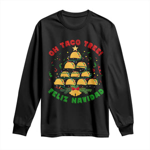 Funny Mexico Xmas Long Sleeve Shirt Oh Taco Tree Tacos Lover TS09 Black Print Your Wear