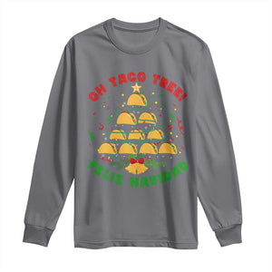 Funny Mexico Xmas Long Sleeve Shirt Oh Taco Tree Tacos Lover TS09 Charcoal Print Your Wear