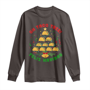 Funny Mexico Xmas Long Sleeve Shirt Oh Taco Tree Tacos Lover TS09 Dark Chocolate Print Your Wear