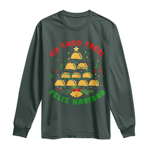 Funny Mexico Xmas Long Sleeve Shirt Oh Taco Tree Tacos Lover TS09 Dark Forest Green Print Your Wear