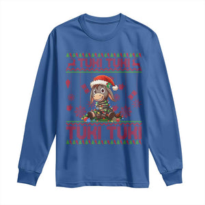 Funny Mexico Xmas Long Sleeve Shirt Tuki Tuki Burrito Cute Donkey Feliz Navidad TS09 Royal Blue Print Your Wear