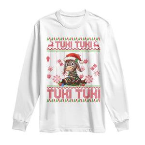 Funny Mexico Xmas Long Sleeve Shirt Tuki Tuki Burrito Cute Donkey Feliz Navidad TS09 White Print Your Wear