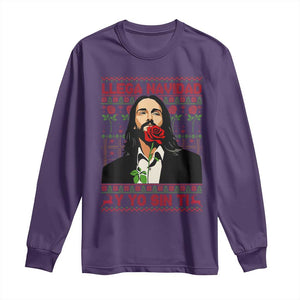 Funny Mexico Xmas Long Sleeve Shirt Llega Navidad Y Yo Sin Ti Mexican Pop Star TS09 Purple Print Your Wear