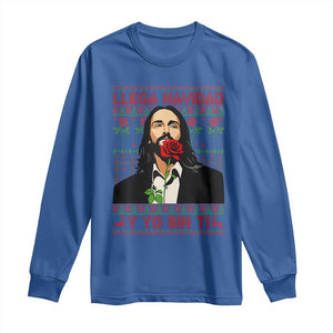 Funny Mexico Xmas Long Sleeve Shirt Llega Navidad Y Yo Sin Ti Mexican Pop Star TS09 Royal Blue Print Your Wear