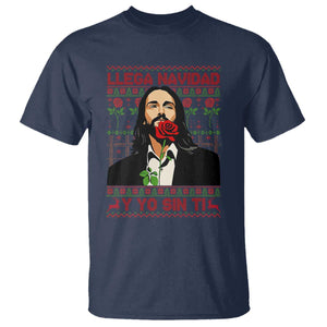 Funny Mexico Xmas T Shirt Llega Navidad Y Yo Sin Ti Mexican Pop Star TS09 Navy Print Your Wear