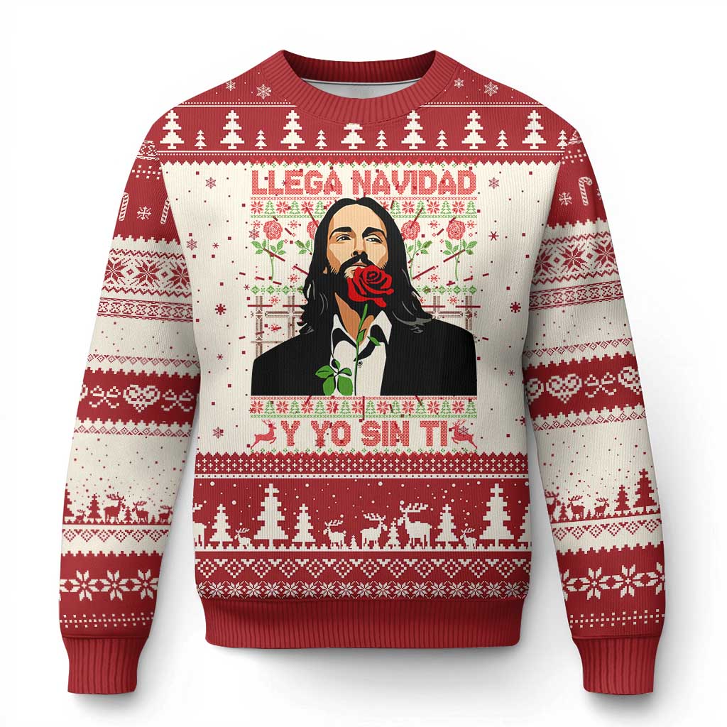 Funny Mexico Xmas Ugly Christmas Sweater Llega Navidad Y Yo Sin Ti Mexican Pop Star TS09 Red Print Your Wear