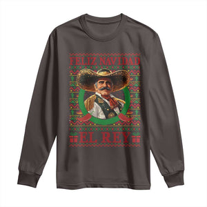 Funny Mexico Xmas Long Sleeve Shirt Feliz Navidad El Rey Vicente TS09 Dark Chocolate Print Your Wear