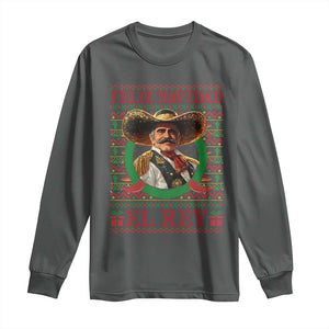 Funny Mexico Xmas Long Sleeve Shirt Feliz Navidad El Rey Vicente TS09 Dark Heather Print Your Wear