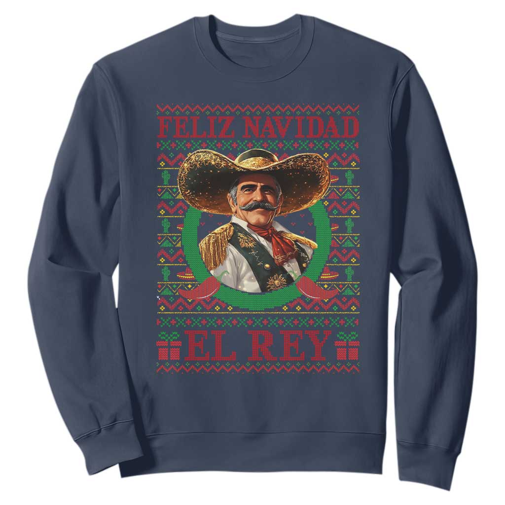 Funny Mexico Xmas Sweatshirt Feliz Navidad El Rey Vicente TS09 Navy Print Your Wear
