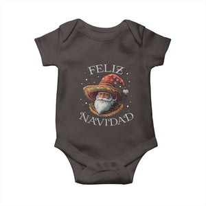 Funny Mexico Xmas Baby Onesie Santa Sombrero Feliz Navidad TS09 Dark Chocolate Print Your Wear