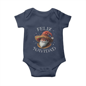 Funny Mexico Xmas Baby Onesie Santa Sombrero Feliz Navidad TS09 Navy Print Your Wear