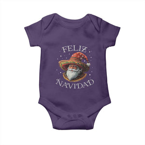 Funny Mexico Xmas Baby Onesie Santa Sombrero Feliz Navidad TS09 Purple Print Your Wear