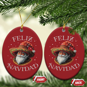 Funny Mexico Xmas Christmas Ornament Santa Sombrero Feliz Navidad TS09 Oval Red Print Your Wear