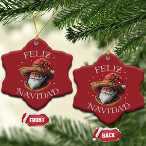 Funny Mexico Xmas Christmas Ornament Santa Sombrero Feliz Navidad TS09 Snow Flake Red Print Your Wear