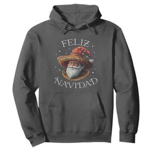 Funny Mexico Xmas Hoodie Santa Sombrero Feliz Navidad TS09 Dark Heather Print Your Wear